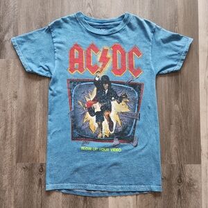 AC/DC Blow Up‎ Your Video Blue Short Sleeve Graphic T-shirt Unisex Size Small